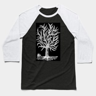 Pointillism Tree Negative Baseball T-Shirt